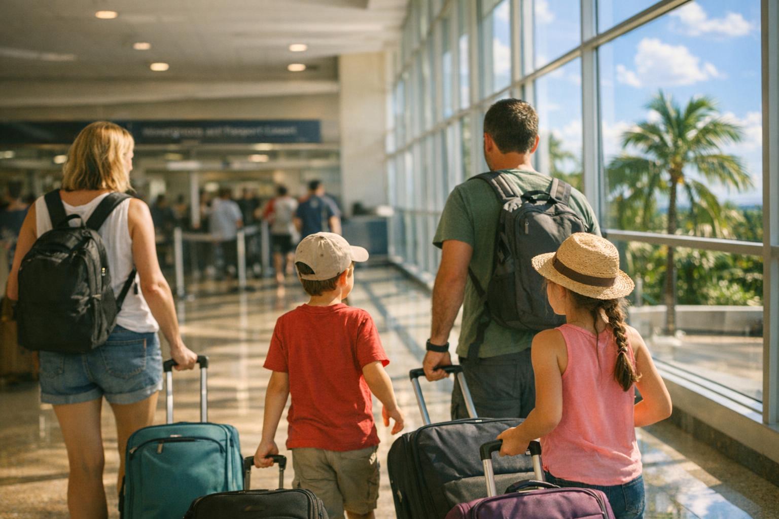 Travelers arriving at an airport in Panama